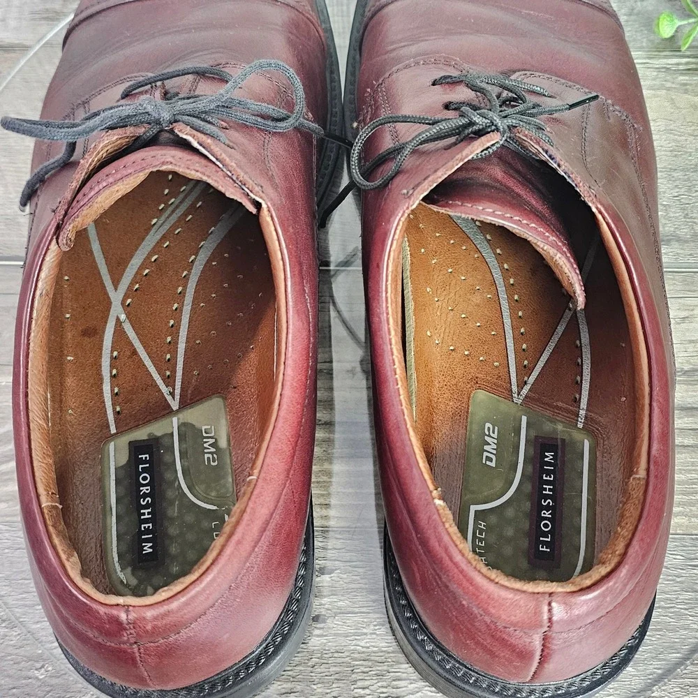 Florsheim Comfortech‎ DM2 Leather Cap Toe Oxford Men's 12M Burgundy Dress Shoes